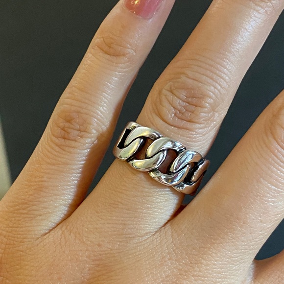 S925 Silver Chunky Open Ring,Big Silver Heart Ring for Wom… - Picture 3 of 6